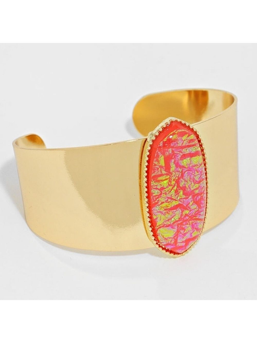 NWOT Opal Effect Orange Stone Golden Cuff Bracelet